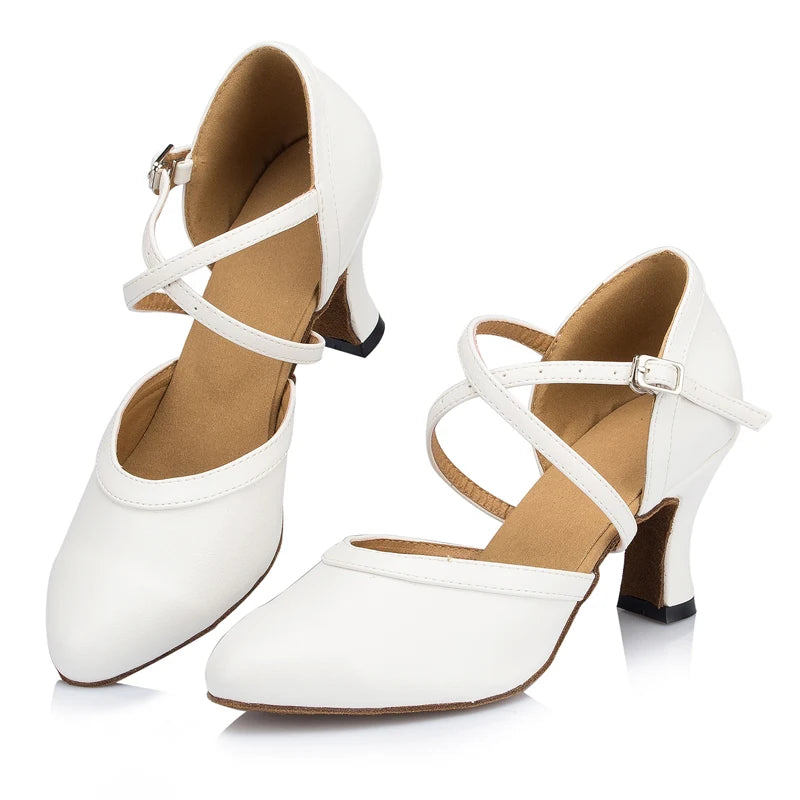 Women's Latin Shoes White Wedding Party Ballroom Party Tango Salsa Summer Women's Shoes High Heels Professional Dance Shoes