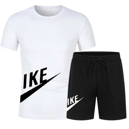 2024 Summer New Men's Sports Wear Fitness Set Running Casual T-shirt+Shorts Breathable Slow Running Sports Wear Men's Mesh Short