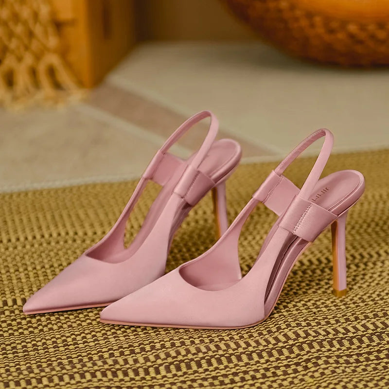 New Women's Shoes Pointed High Heels Slim High Heels Style Muller Single Shoes French Fine Heels Elegant Baotou Sandals