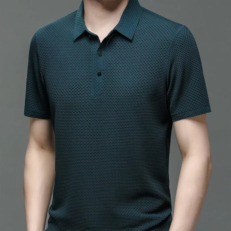 New Men's Golf Collar Short Sleeve Breathable Polo Shirt Button Summer Hoodie Fashion Trend Men's Top