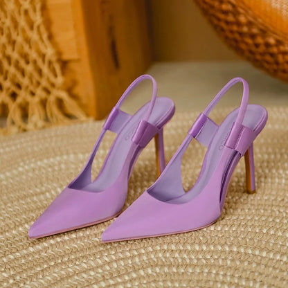 New Women's Shoes Pointed High Heels Slim High Heels Style Muller Single Shoes French Fine Heels Elegant Baotou Sandals