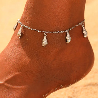 Stainless Steel Anklet Simple Fashionable Conch Shaped Pendant Anklet For Women Jewelry Wrap Around Design Fashion Anklet Gifts