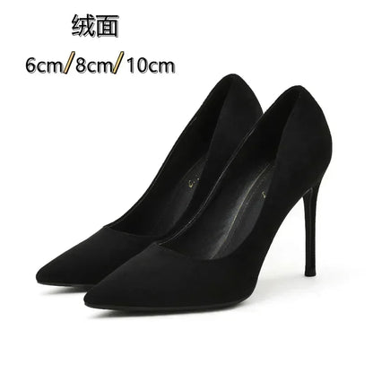 6cm Fashion New Thin High Heel Flock Pointed Toe Pumps Banquet Blue Shoes for Women 39 40 41