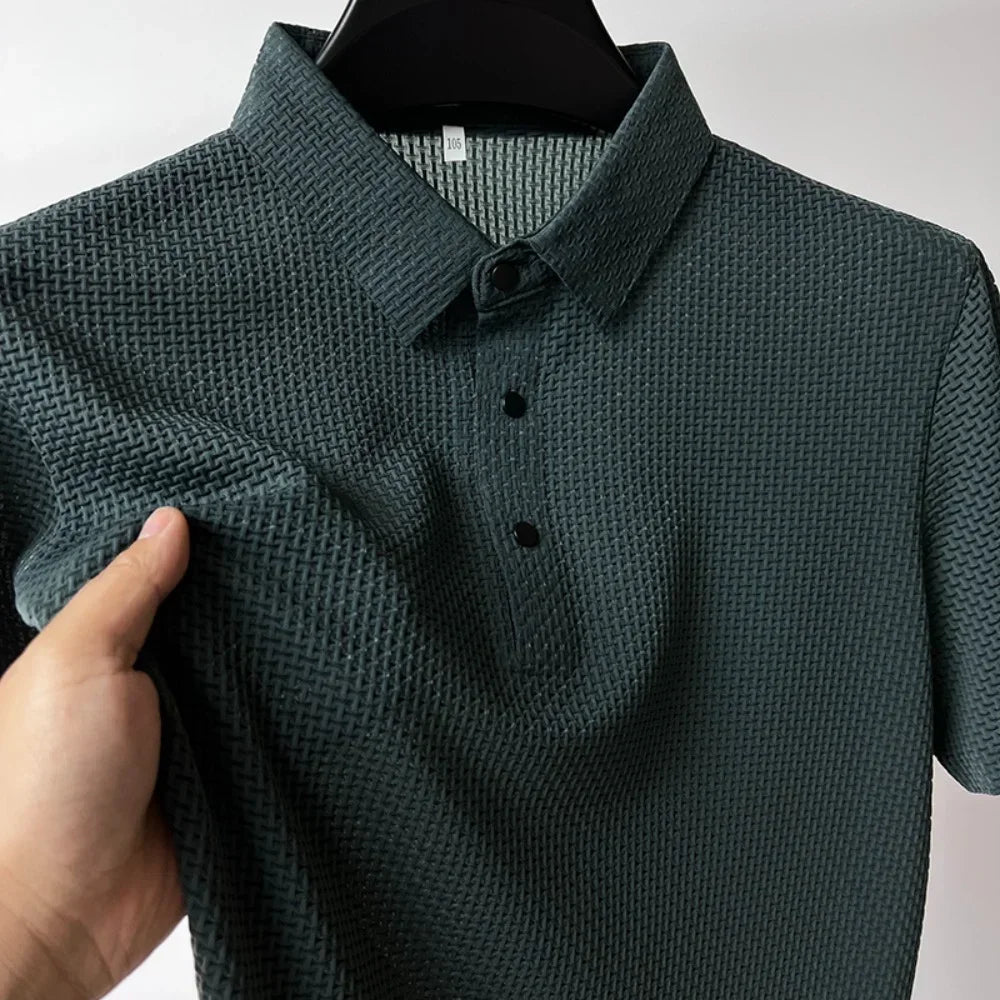 New Men's Golf Collar Short Sleeve Breathable Polo Shirt Button Summer Hoodie Fashion Trend Men's Top