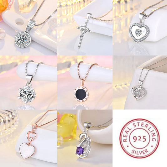 New 925 Sterling Silver Necklace Pendant AAA Zircon For Women Fashion Clavicle Chain Necklaces Wedding Party Jewelry Gift